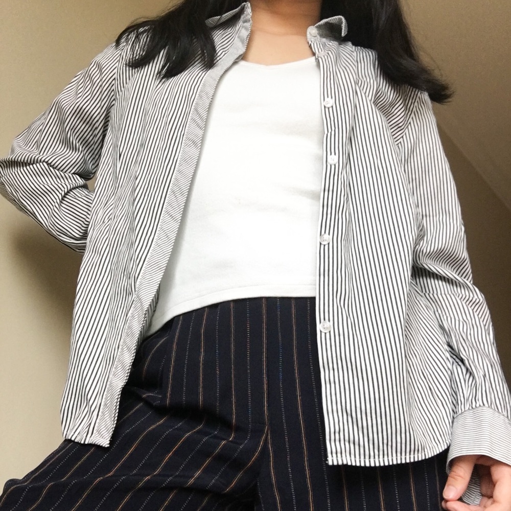 Casual Corner Annex Striped Button Down Shirt